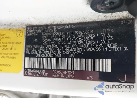 2008 Toyota Highlander Sport z USA, uszkodzony, nr VIN JTEES43A882105411